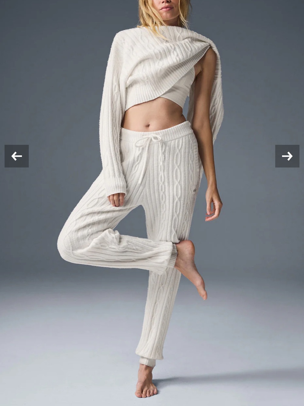 Alo Cable Knit Winter Bliss Pant in Ivory Medium